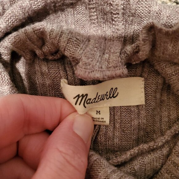 Madewell Ribbed Turtleneck Cropped Top Gray M - Picture 3 of 5